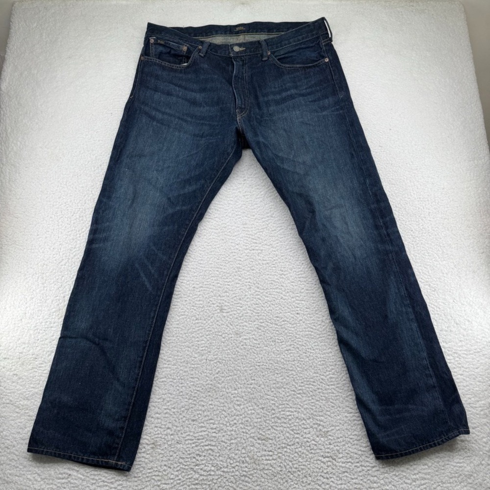 Polo Ralph Lauren Hampton Relaxed Straight Jeans Mens 36x32 Blue Dark Wash Denim